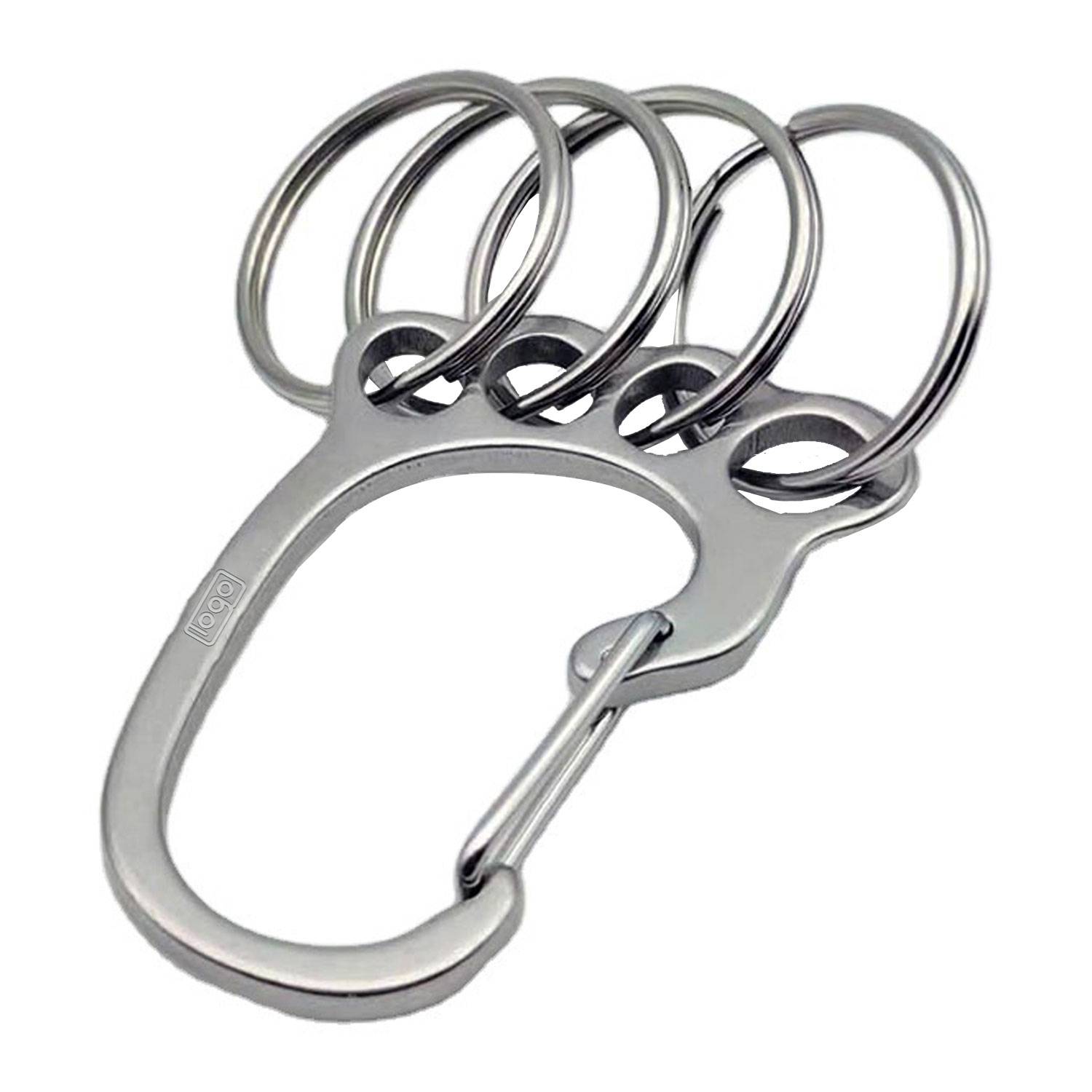 Outdoors Stainless Steel Small Foot Keychain w/ 4 Keyrings 8