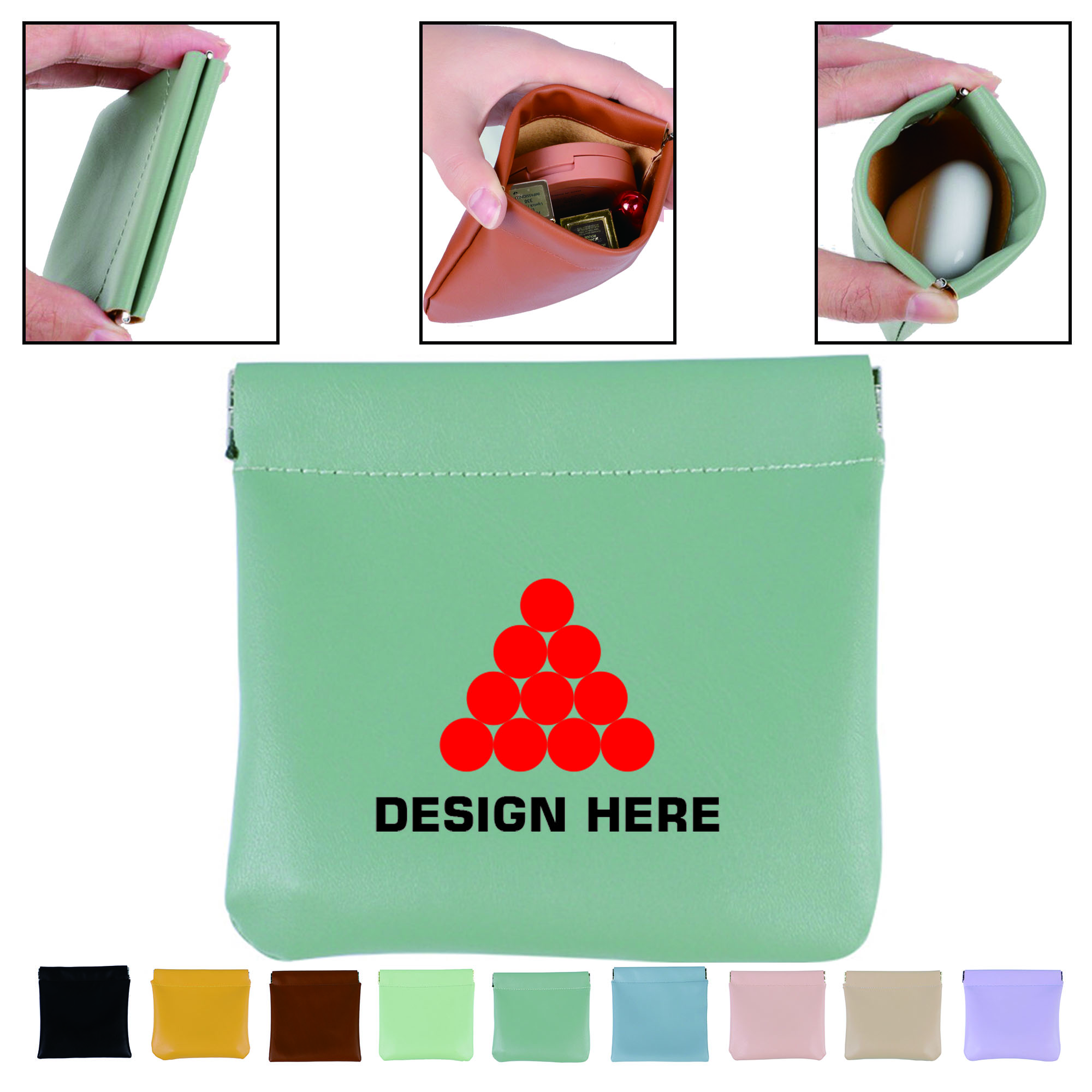 MOQ30 PU Leather Snap Closure Storage Pouch 3