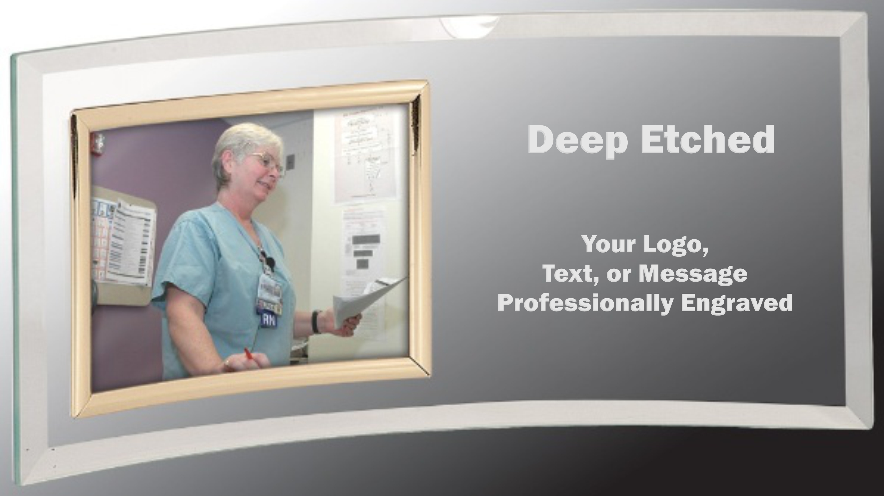 12" x 5 1/2" Jade Crescent with 5" x 3 1/2" Picture Frame Award