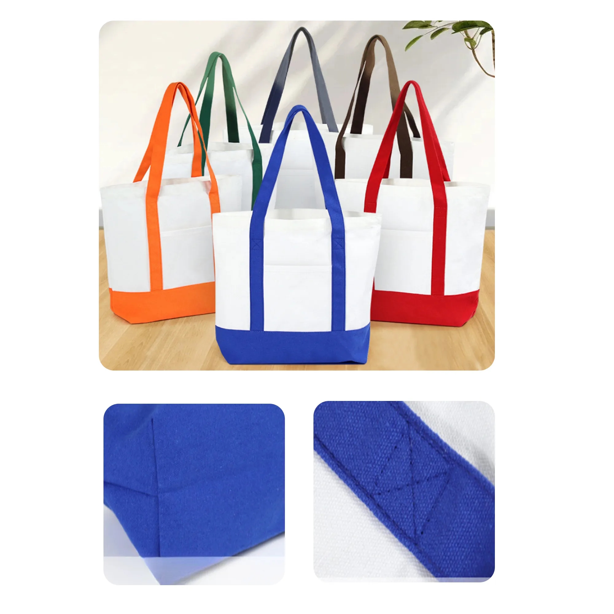MOQ 30 PCS Colorful Canvas Tote Bag, custom tote bag with logo imprint 2