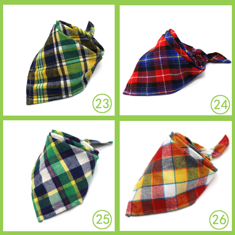 Dog Bandana Plaid Reversible Triangle Bibs Scarf 23