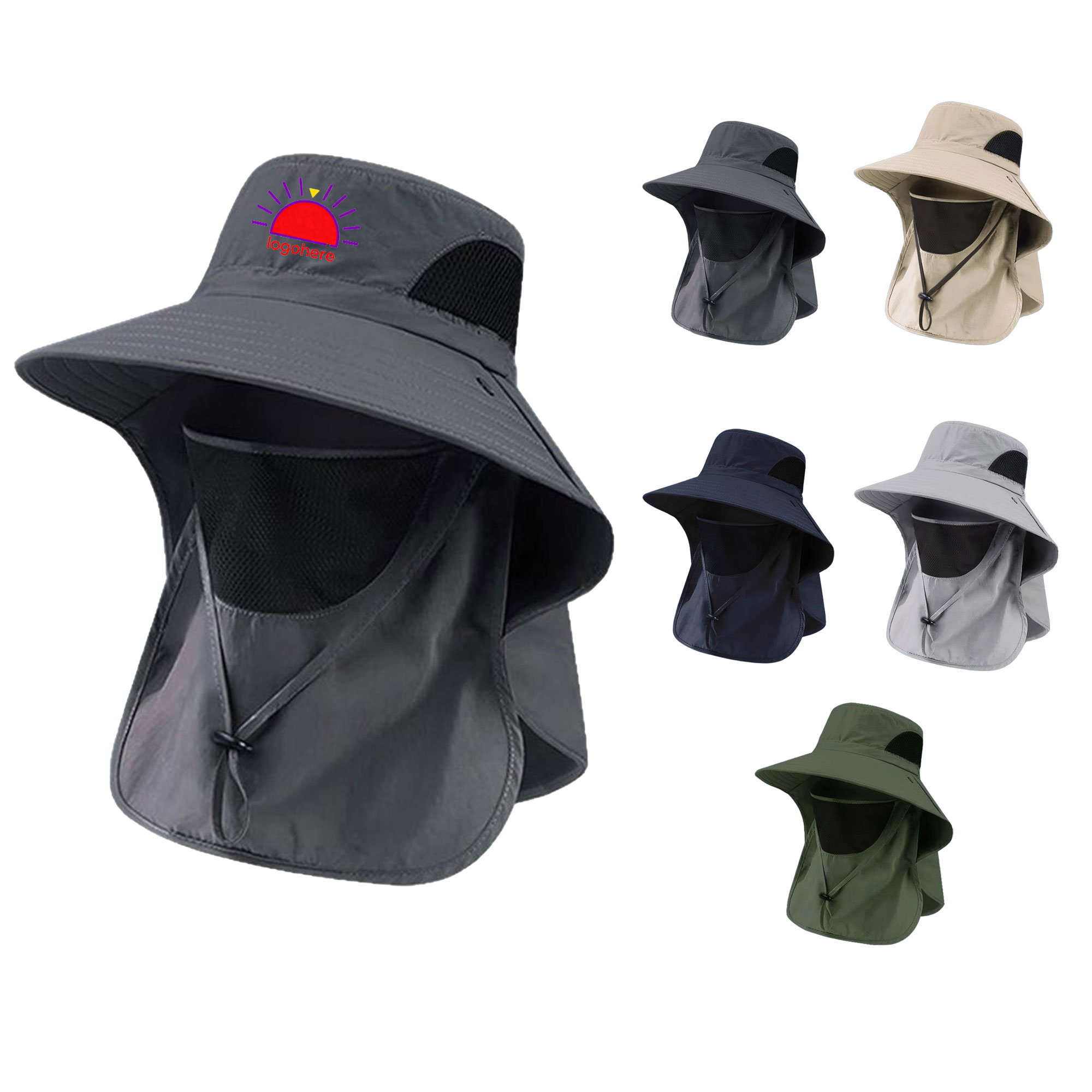 MOQ 50 Full Coverage Sun Hat with Neck Flap 2