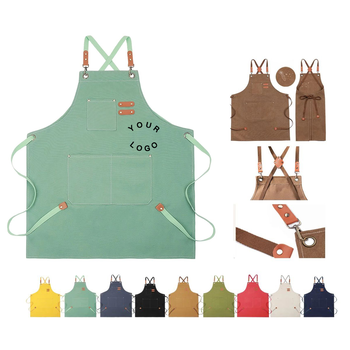 Canvas Kitchen Apron with Full Color Logo 4