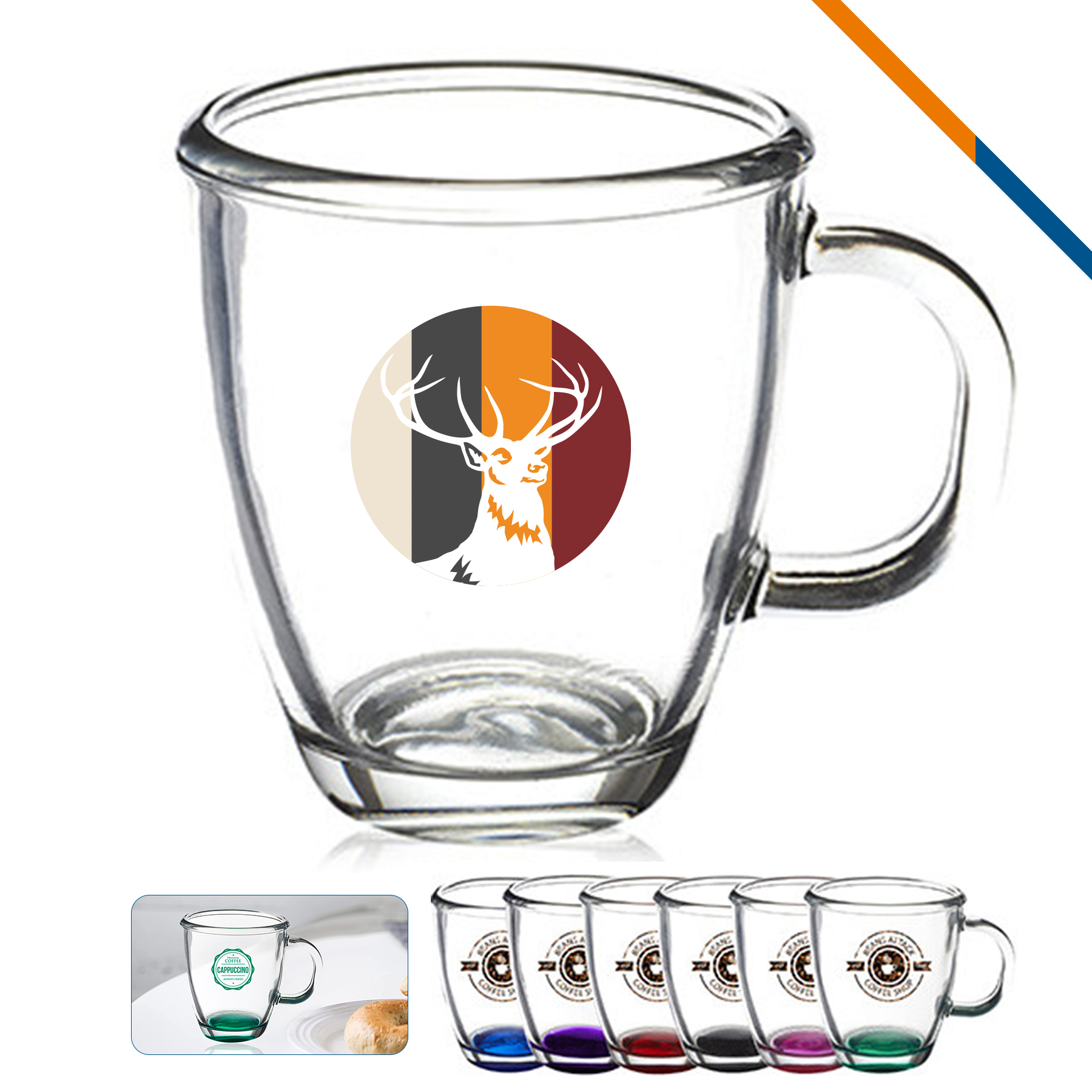 Roward Glass Coffee Mugs - 11.75 OZ. 2