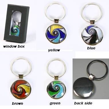Multi Color Glass Covered Swirl KeyChain, SP 3
