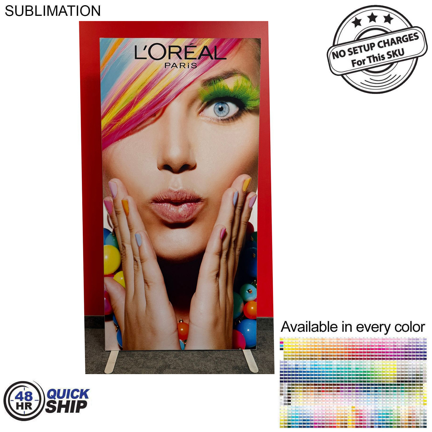 48Hr Quick Ship - Frontlit SEG Fabric Banner Stand, 40" x 80", NO SETUP CHARGE
