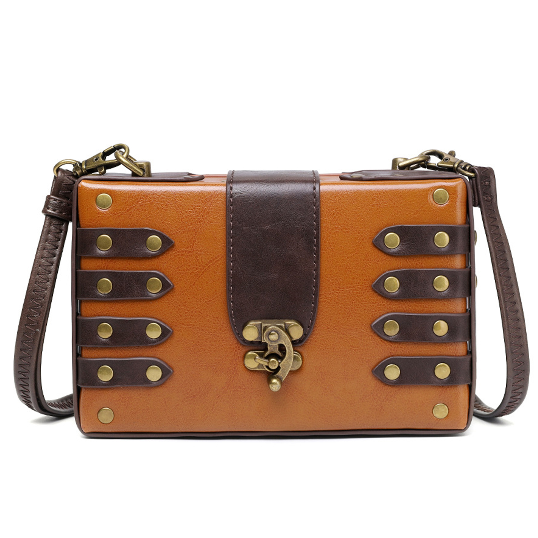 PU Punk industrial retro style small square bag 1