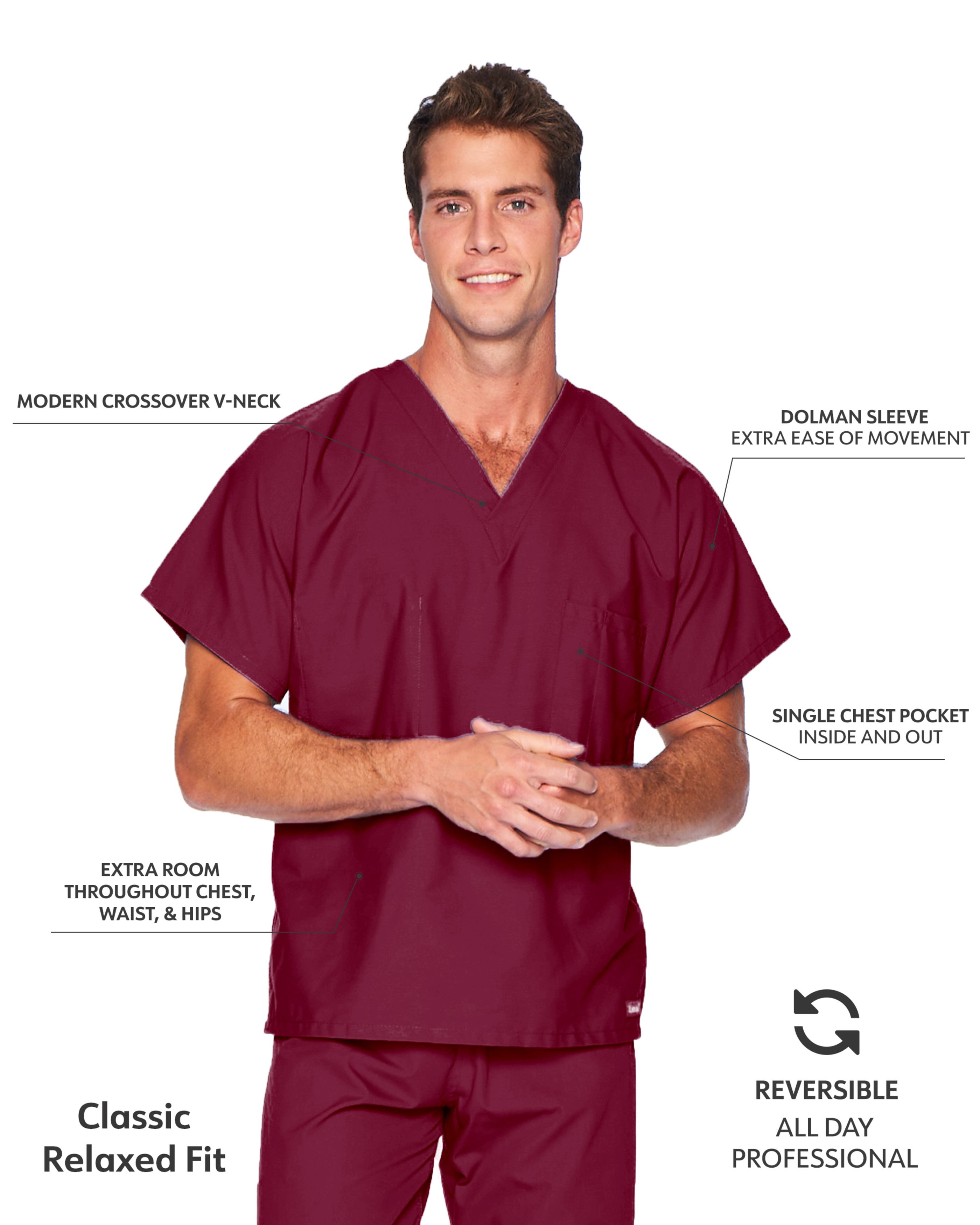 Landau - Essentials - Unisex One-Pocket Reversible V-Neck Top 20