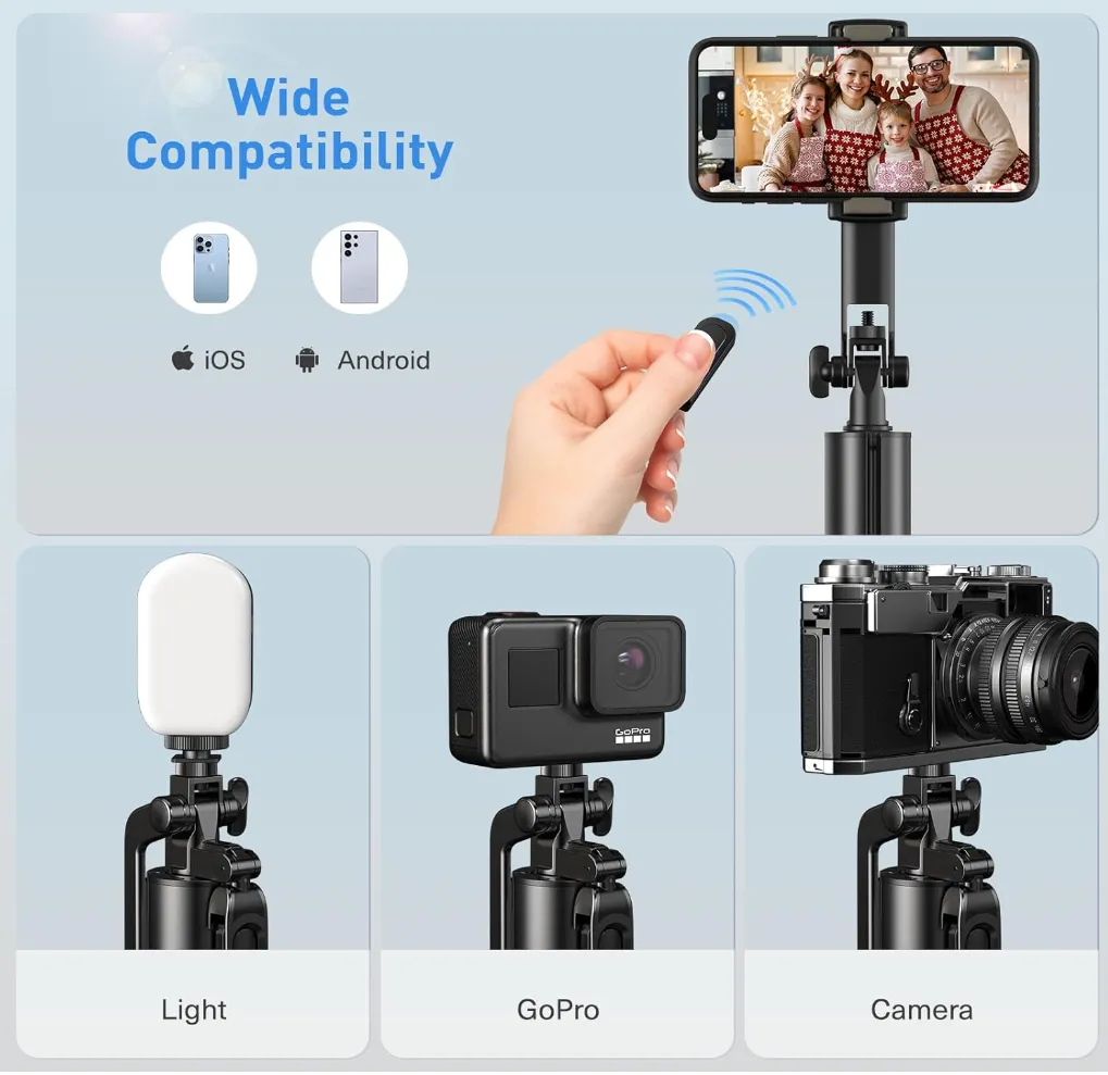 Aluminum Selfie Stick Tripod for Cell Phone and Camera 3