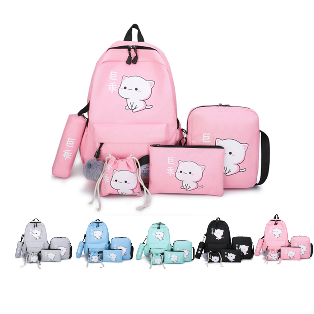 5-Piece Multi Function Fashion School Bag Set Kit 2