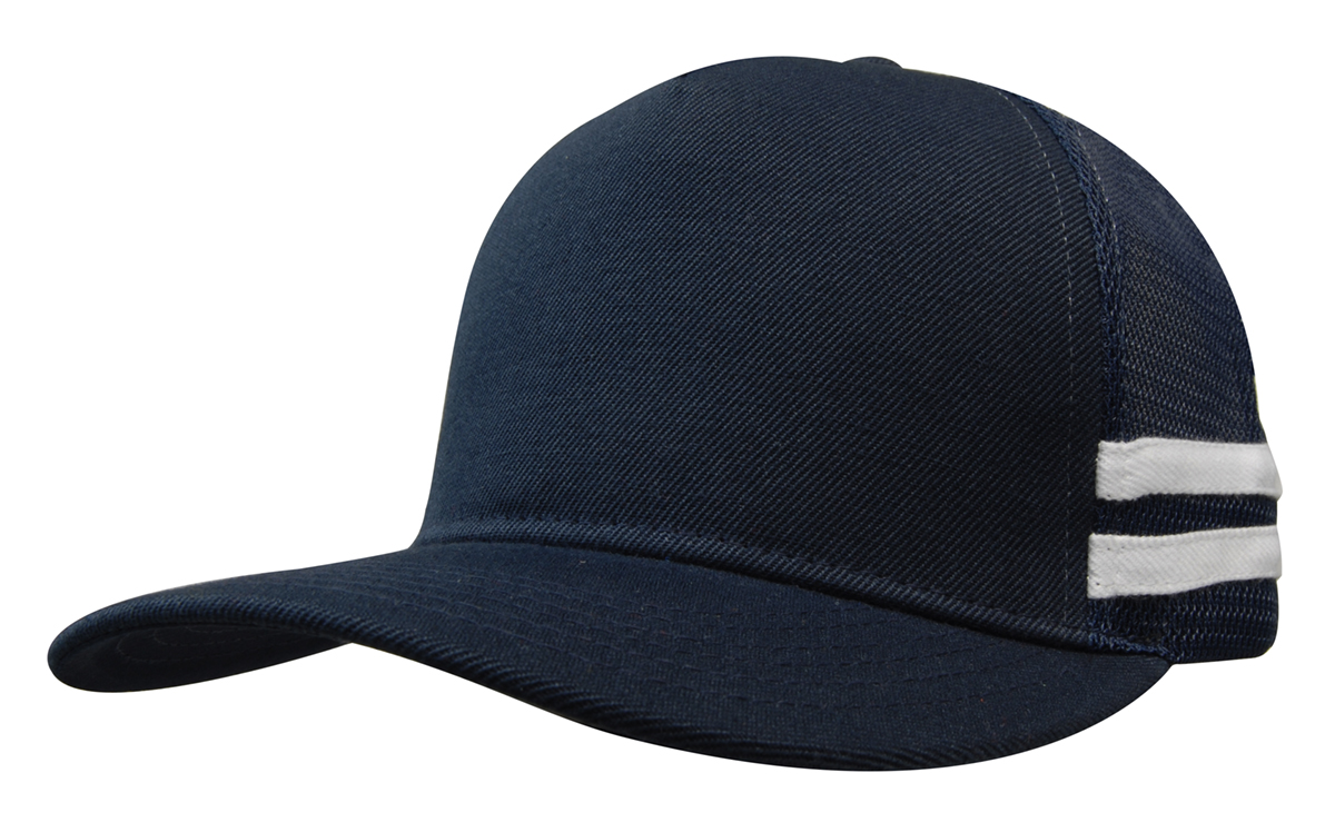 American Premium Twill/Mesh Deep Fit Trucker with Stripes 9