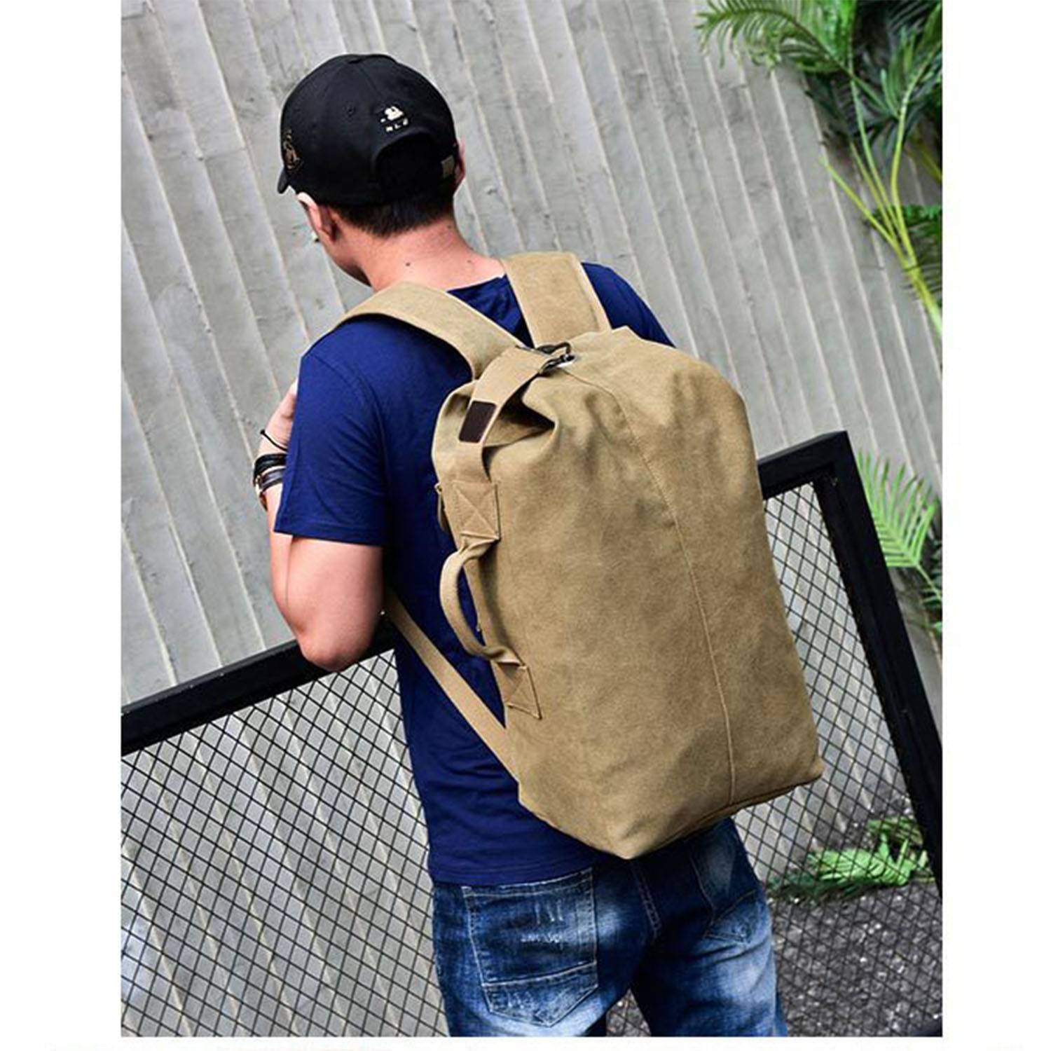 Large Capacity Travel Climbing Bag Strap Canvas Backpack 6