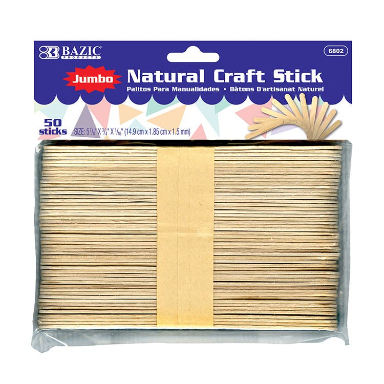 Natural Craft Sticks - 50 Pack Jumbo 1
