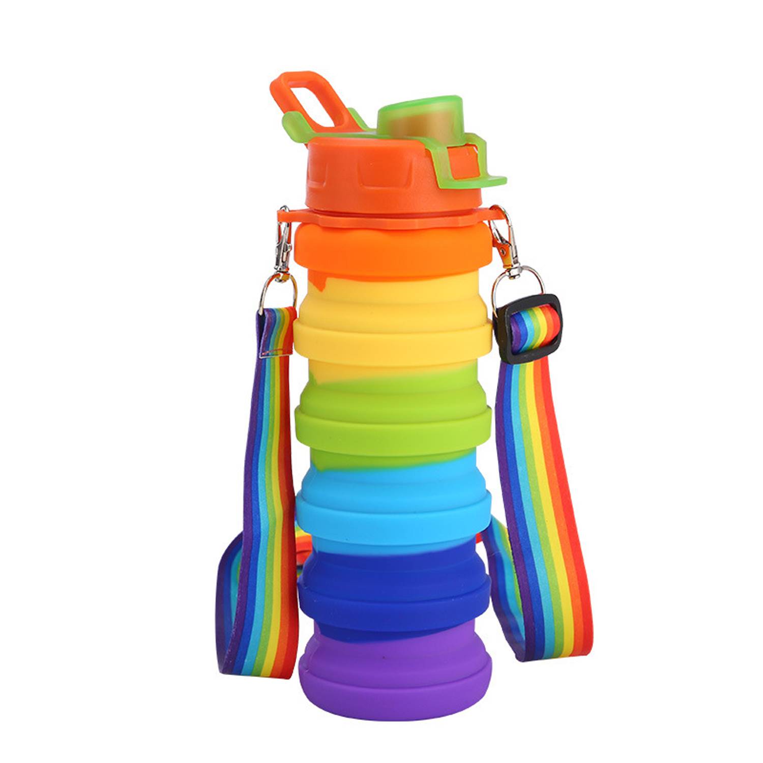 Children Crossbody Silicone Collapsible Sports Water Bottles 2