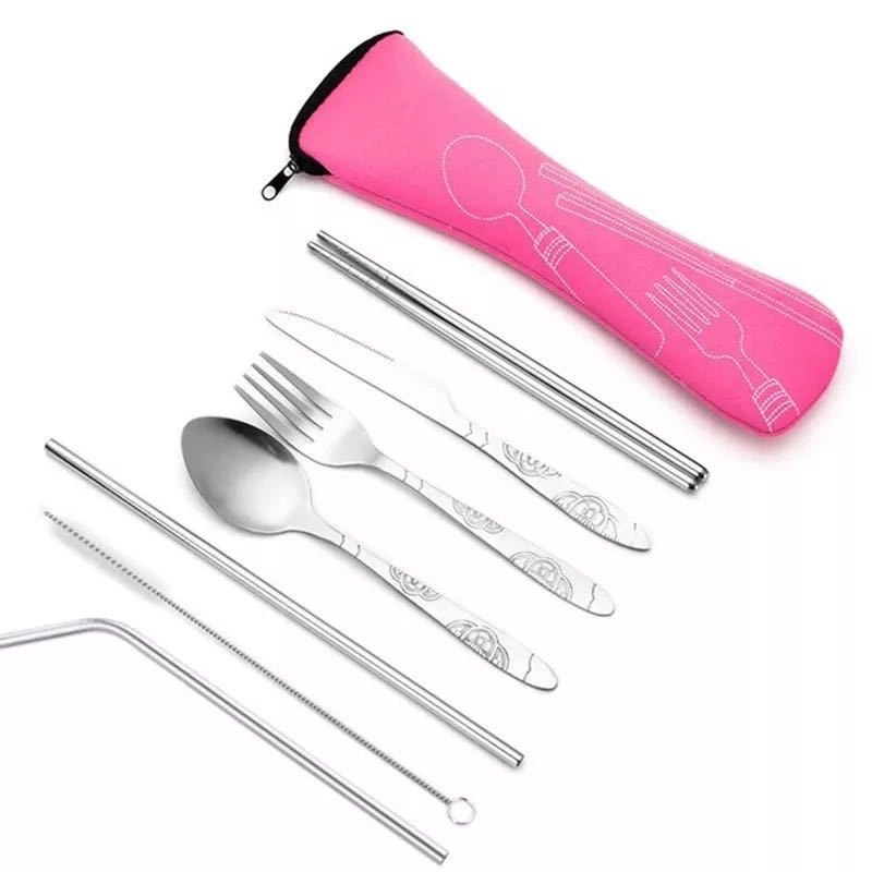 Silver Portable Flatware Cutlery Set With Pouch 3