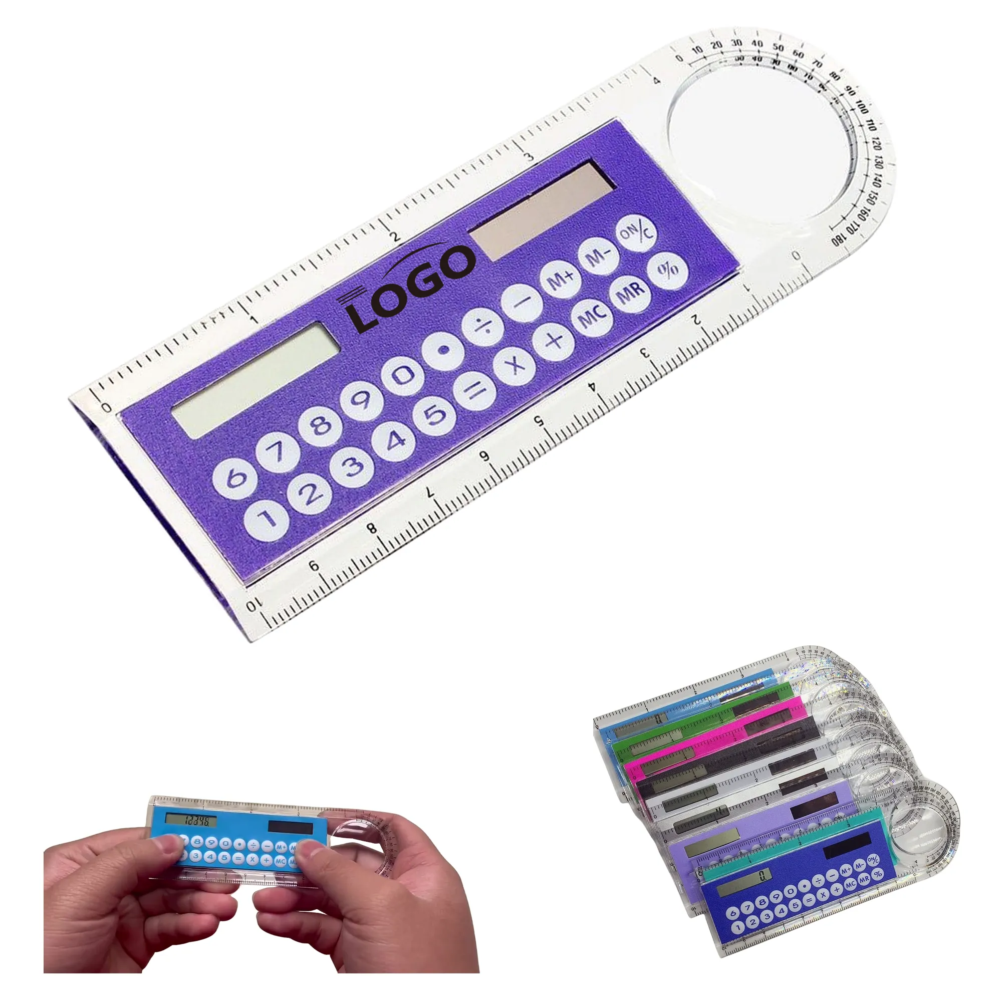 Multi-function Solar Calculator Magnifier Ruler 2