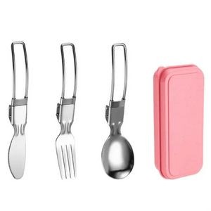 Portable Reusable Travel Stainless Steel Folding Cutlery Set 5