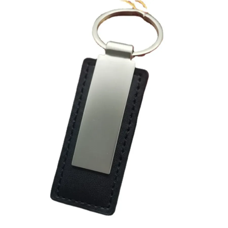 Rectangle Leather & Metal Keychain 5