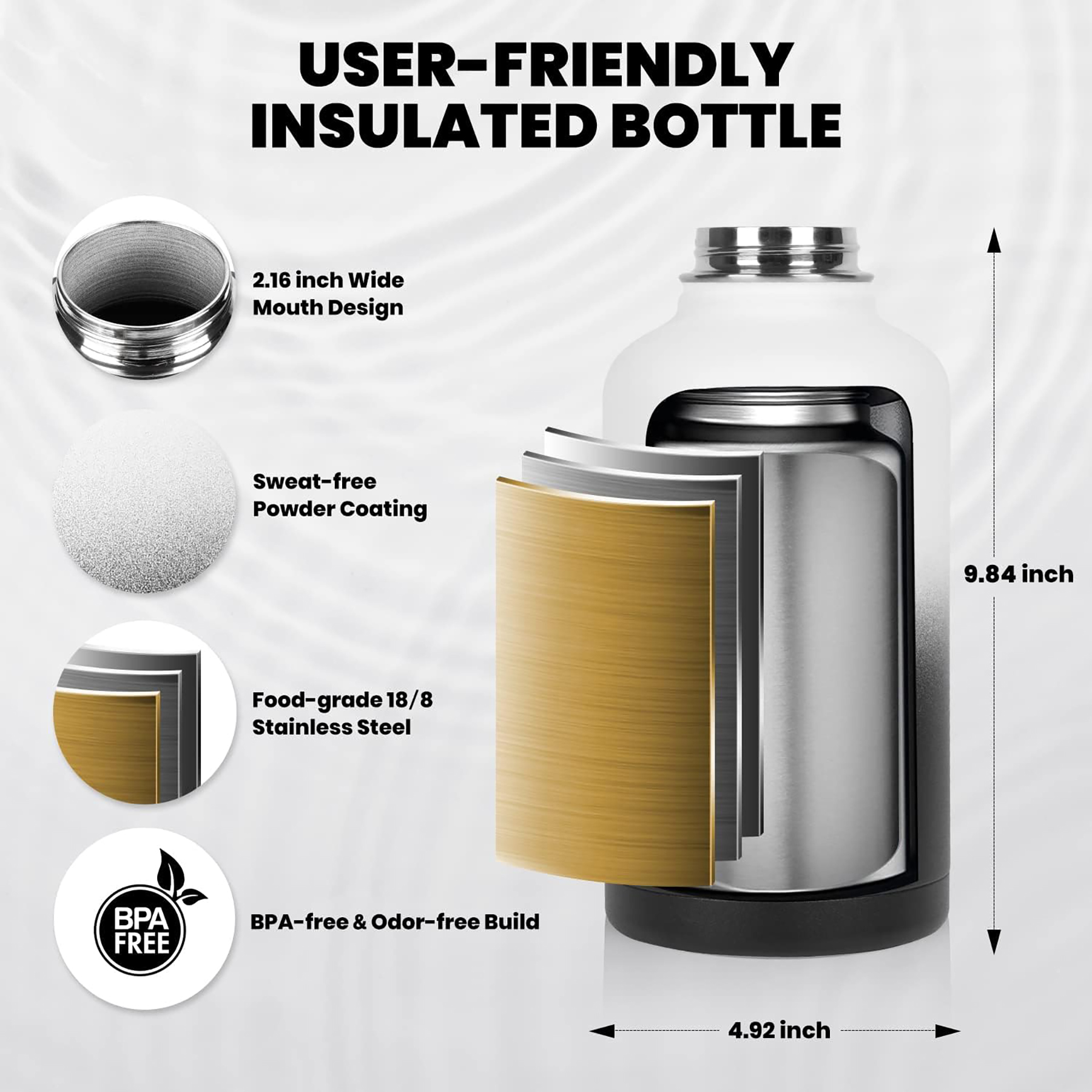64 Oz Insulated Water Bottle with Paracord Handle and Straw Spout Lid, custom water bottle with logo imprint 13