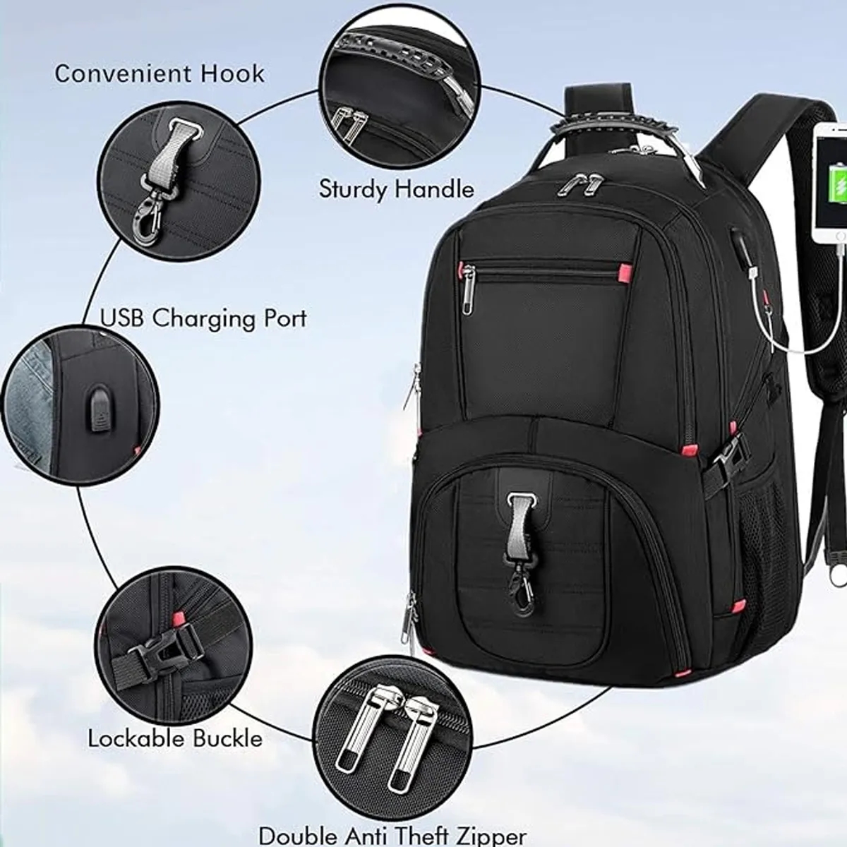 Large Laptop Backpack With USB Charging Port 6