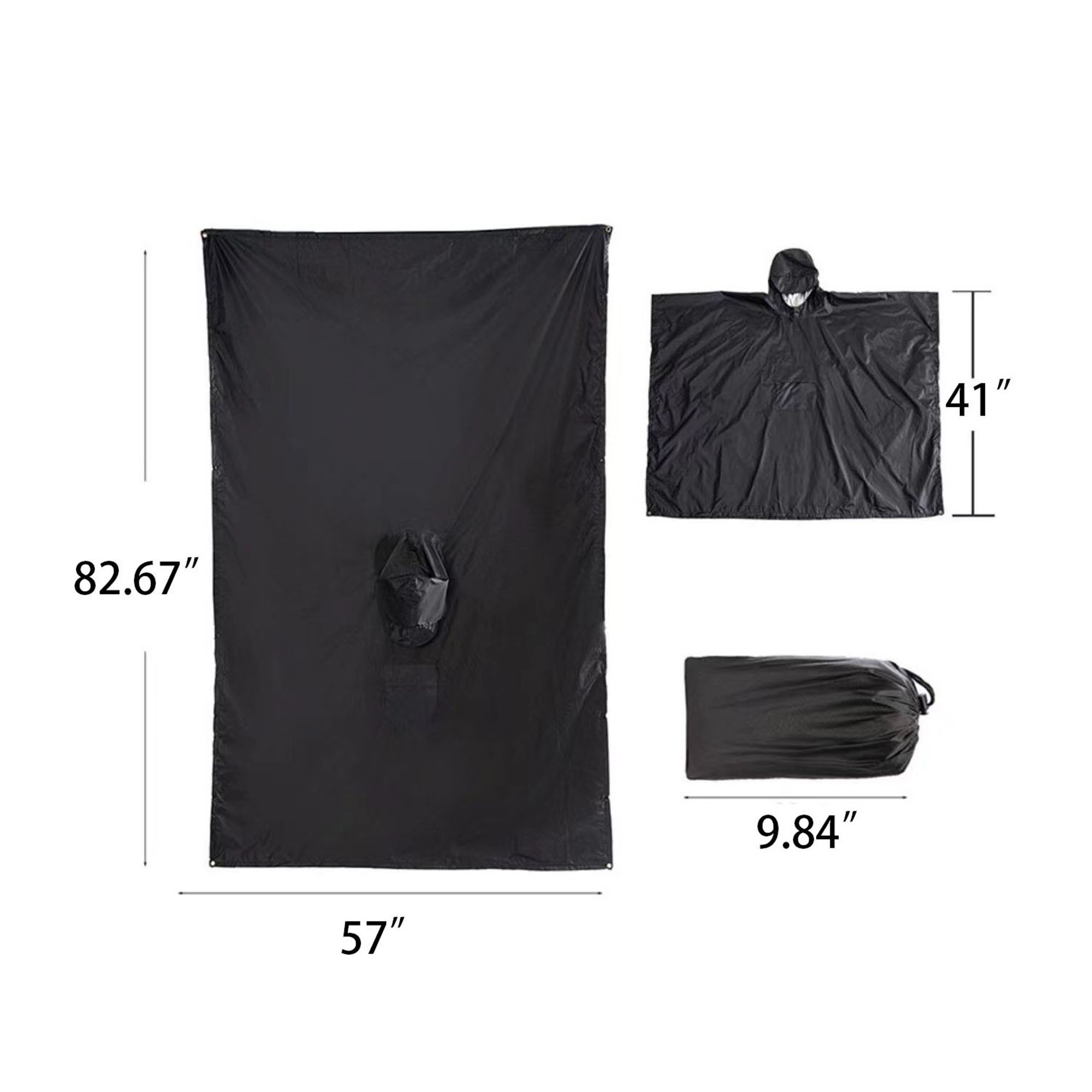 Drawstring Closure Rain Poncho 2