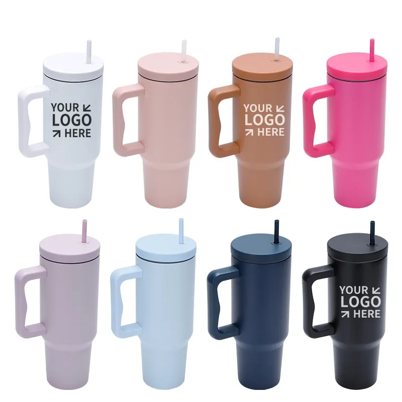 40 oz Tumbler with Handle and Straw Lid 4