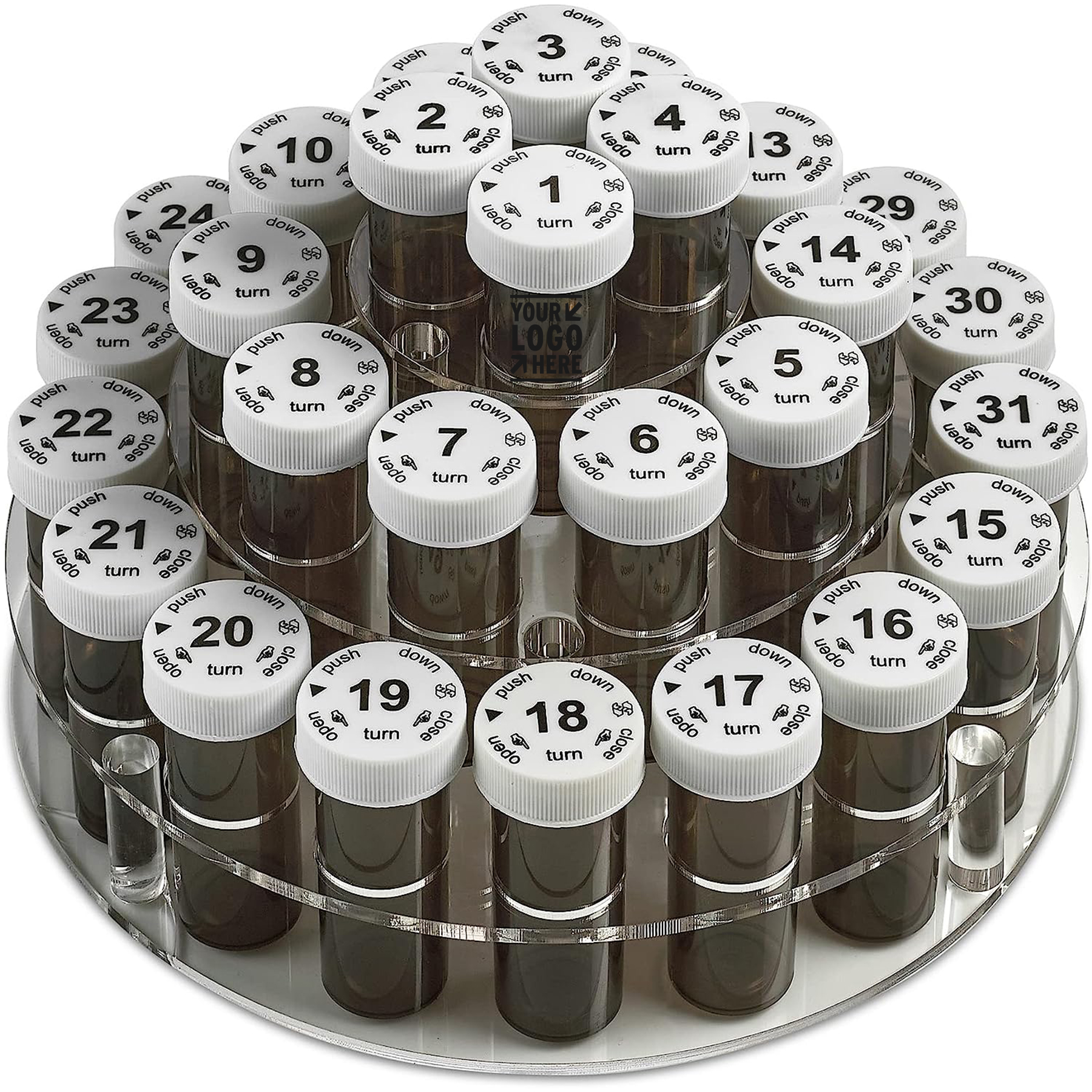31 Numbered Full Size Monthly Pill Bottle Medication Vitamins Organizer with Childproof Lids   2