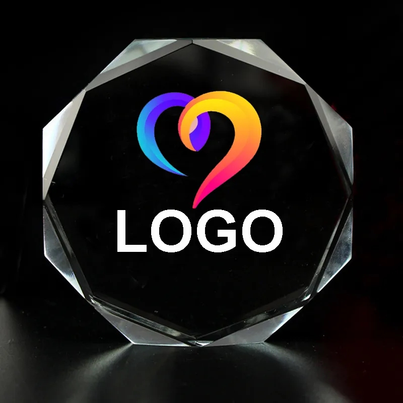 Octagon Bevel Crystal Paperweight 2