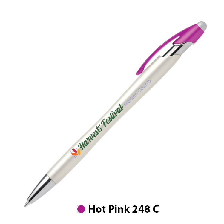 Nimbus Pearl Plastic Pen with Stylus (Full Color Imprint) 3