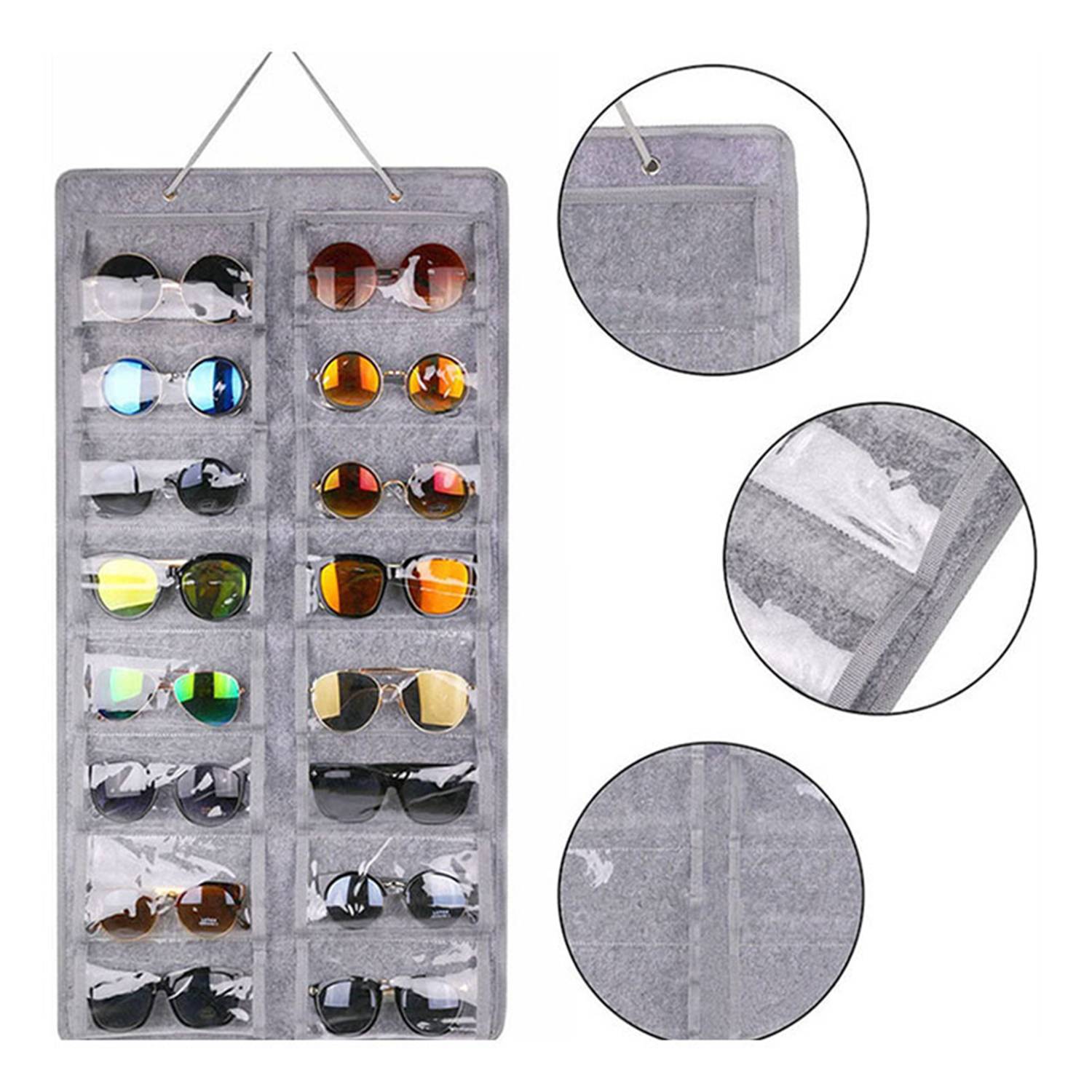 16 Slots Dust Proof Wall Pocket Sunglasses Organizer 2