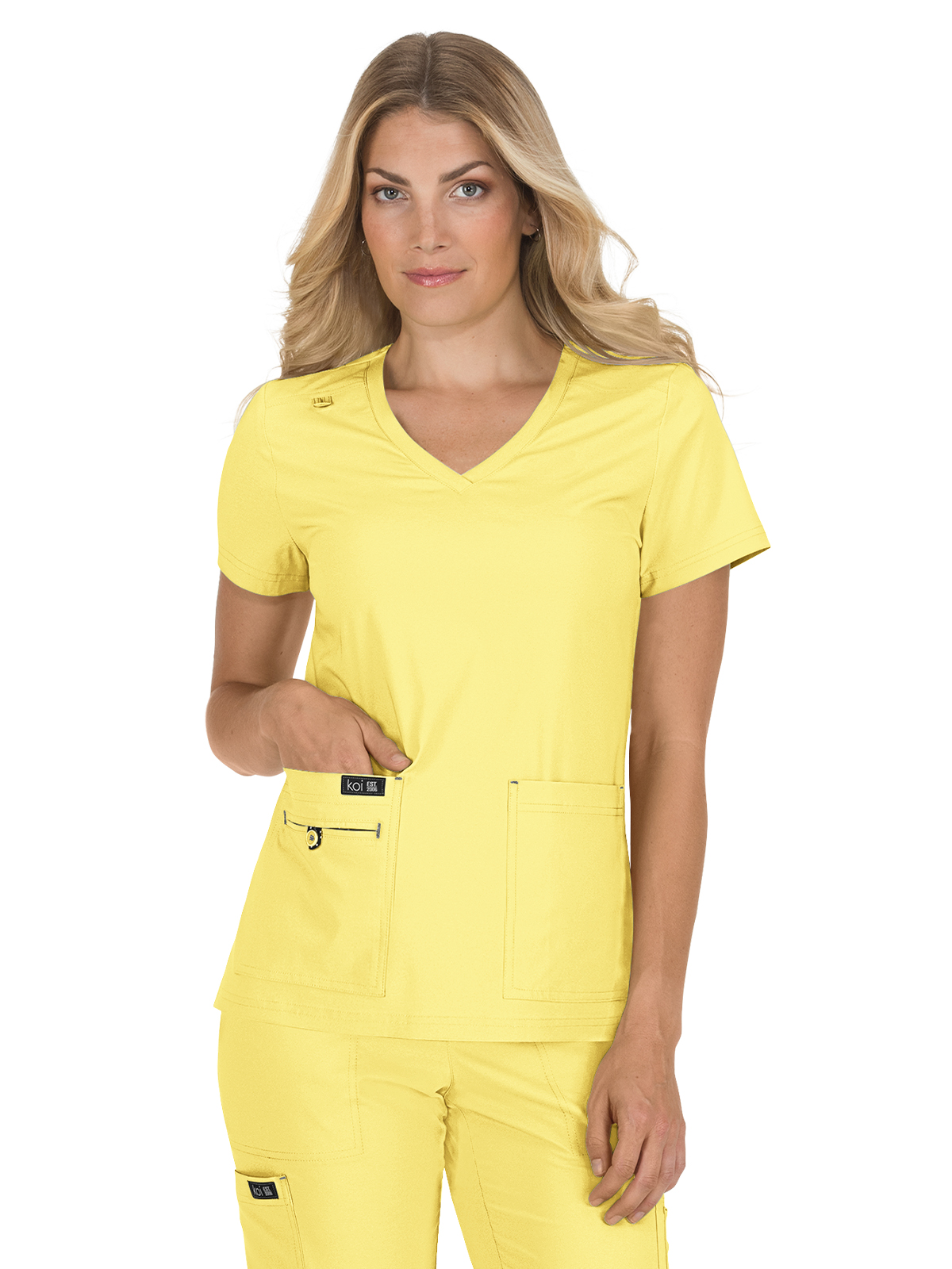 koi - Basics - Women's Four-Pocket Stretch V-Neck Becca Top 81