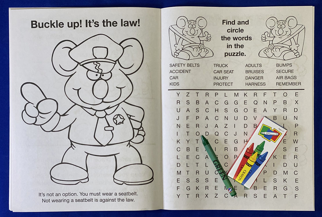 COLORING SET - Buckle Up for Safety Coloring Book Fun Pack 5