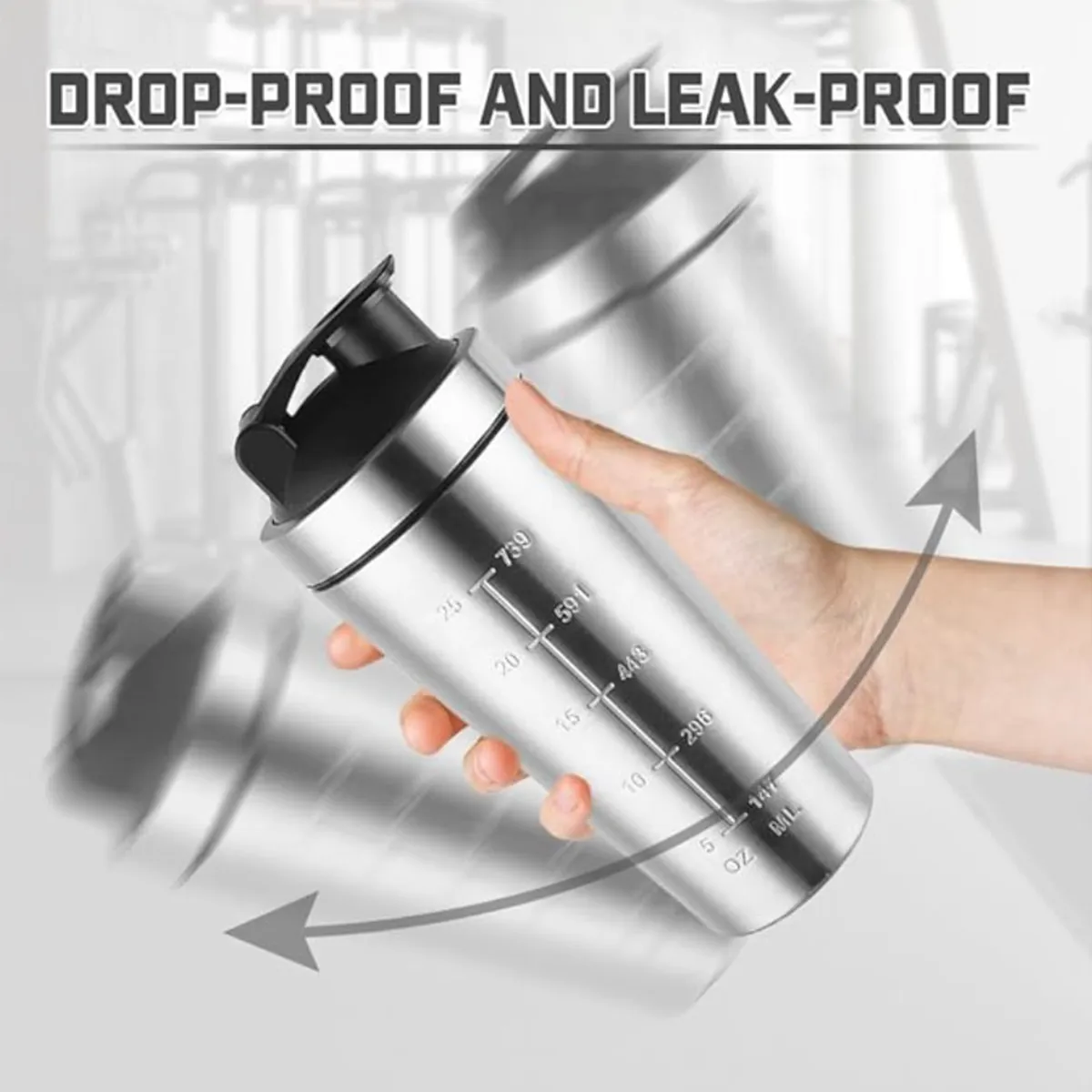25oz Protein Shaker Bottle with Wire Whisk BPA Free, custom water bottle with logo imprint 2