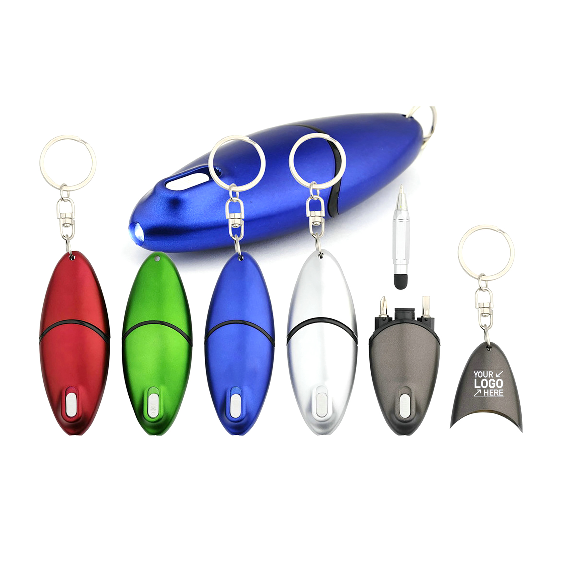 Multifunctional Screwdriver LED Lamp Ballpoint Pen Keychain 2