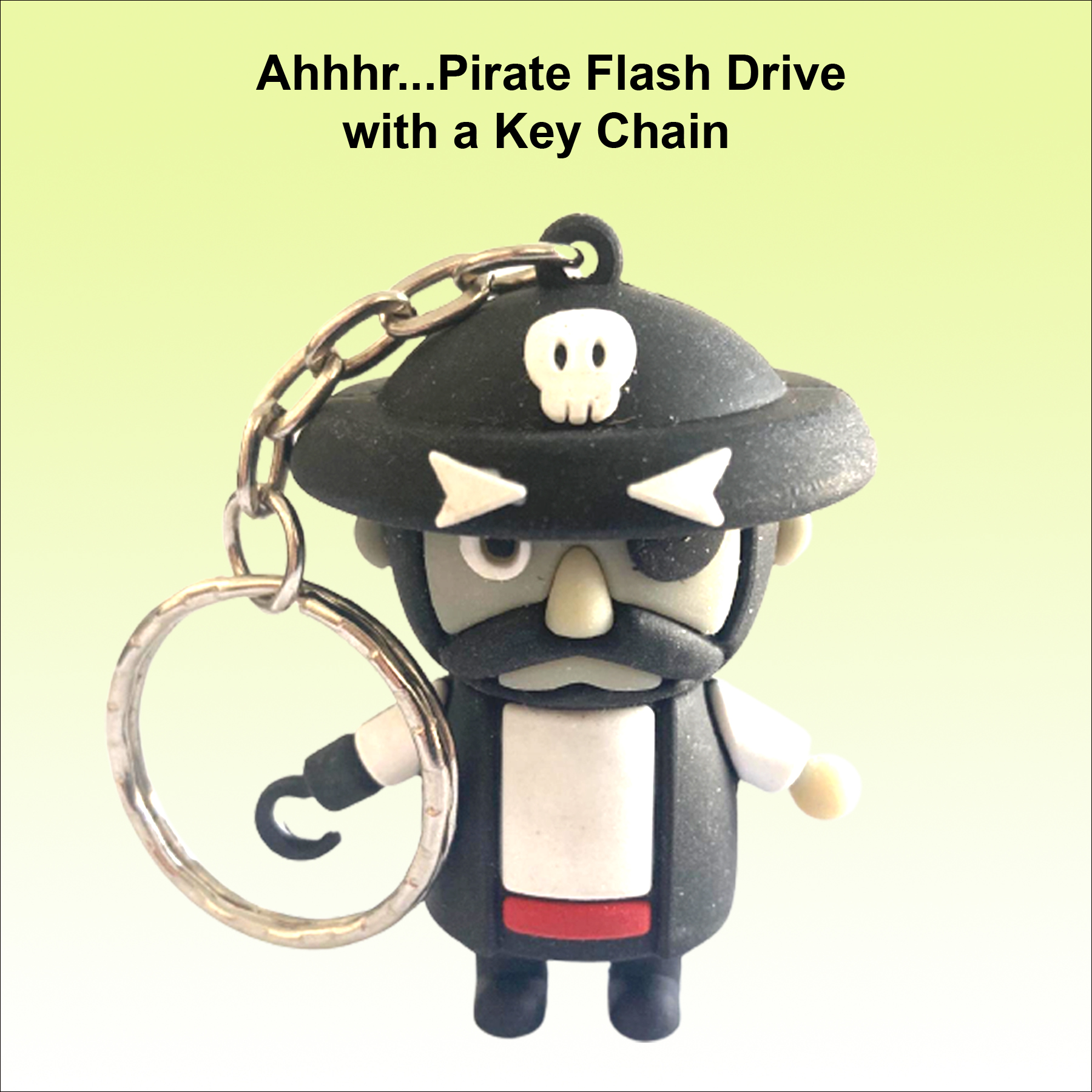 Pirate Flash Drive with Key Chain / USB - 256 MB Memory
