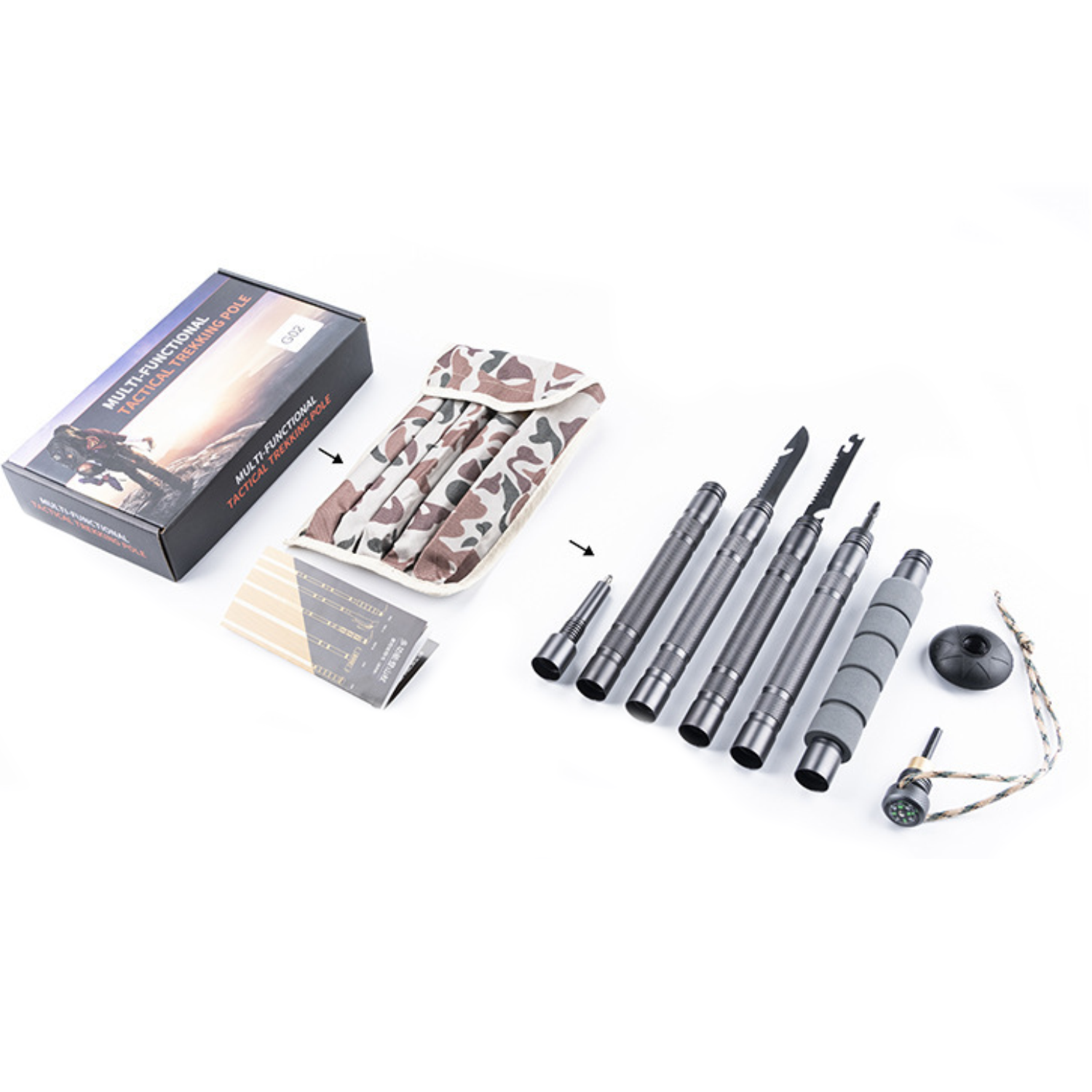Multi Functional 6 Section Internal Locking Trekking Poles 4