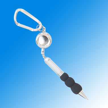 Silver Soft Grip Pen with Keychain Clip 1