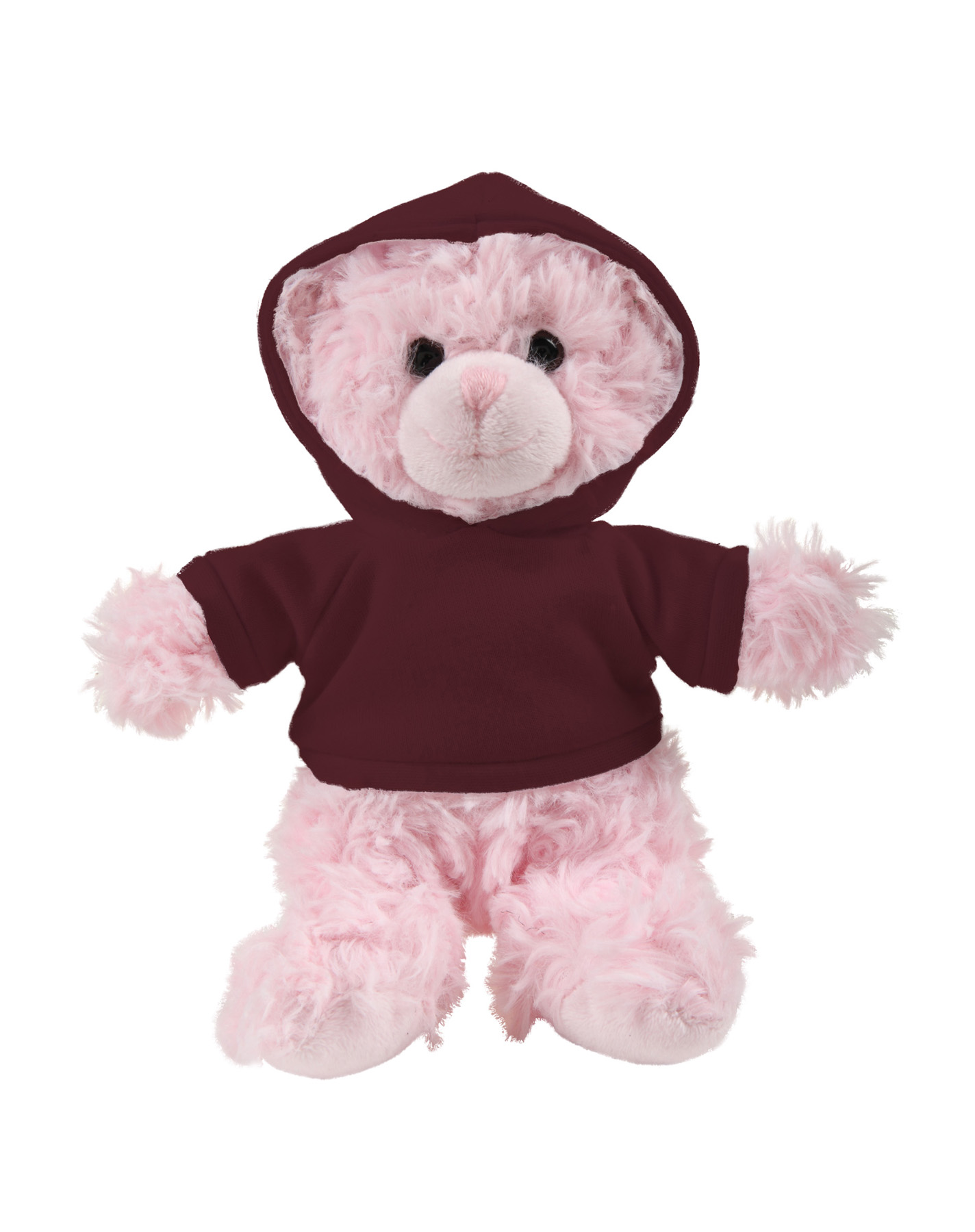 soft plush  Pink Curly Sitting Bear with hoodie 14