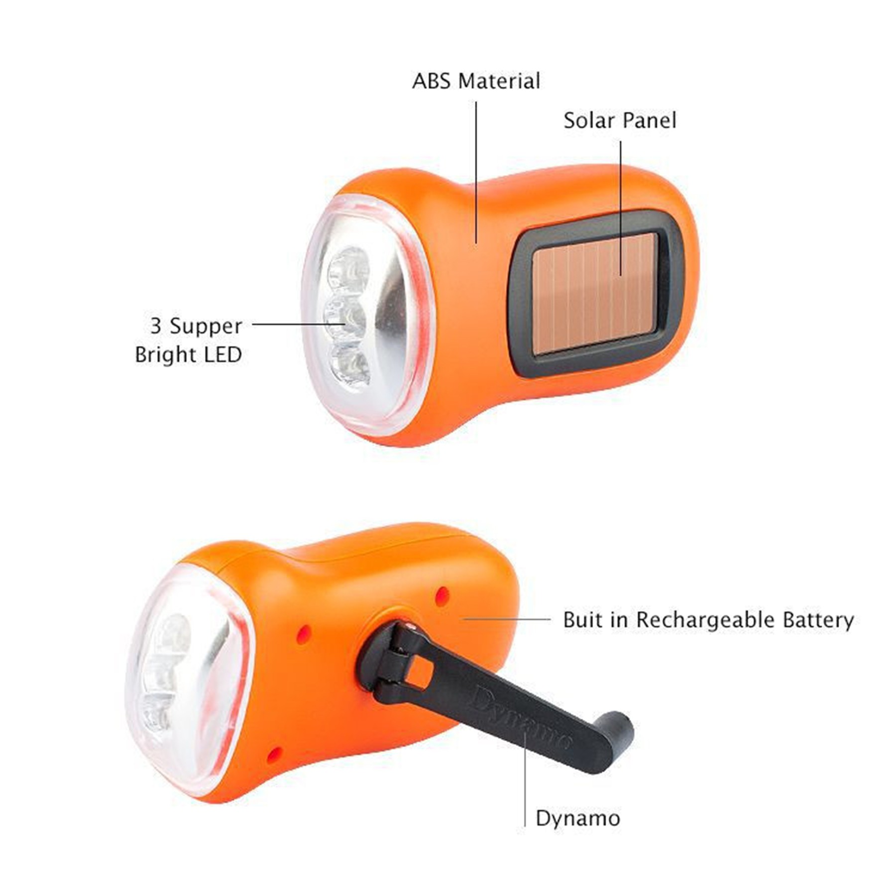 LED Mini Rechargeable Solar Powered Flashlight 3
