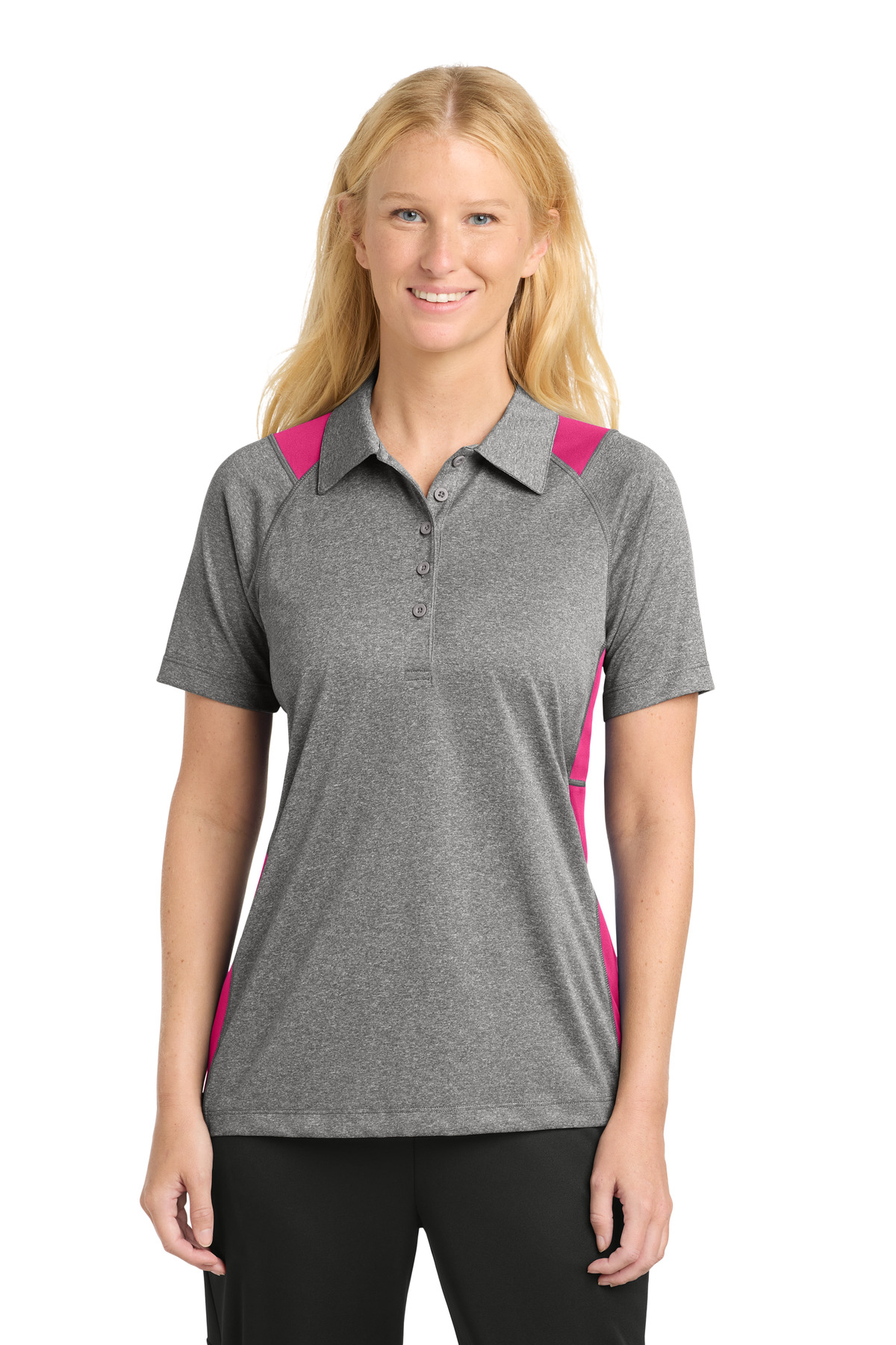 Sport-Tek Women's Heather Colorblock Contender Polo. LST665 77