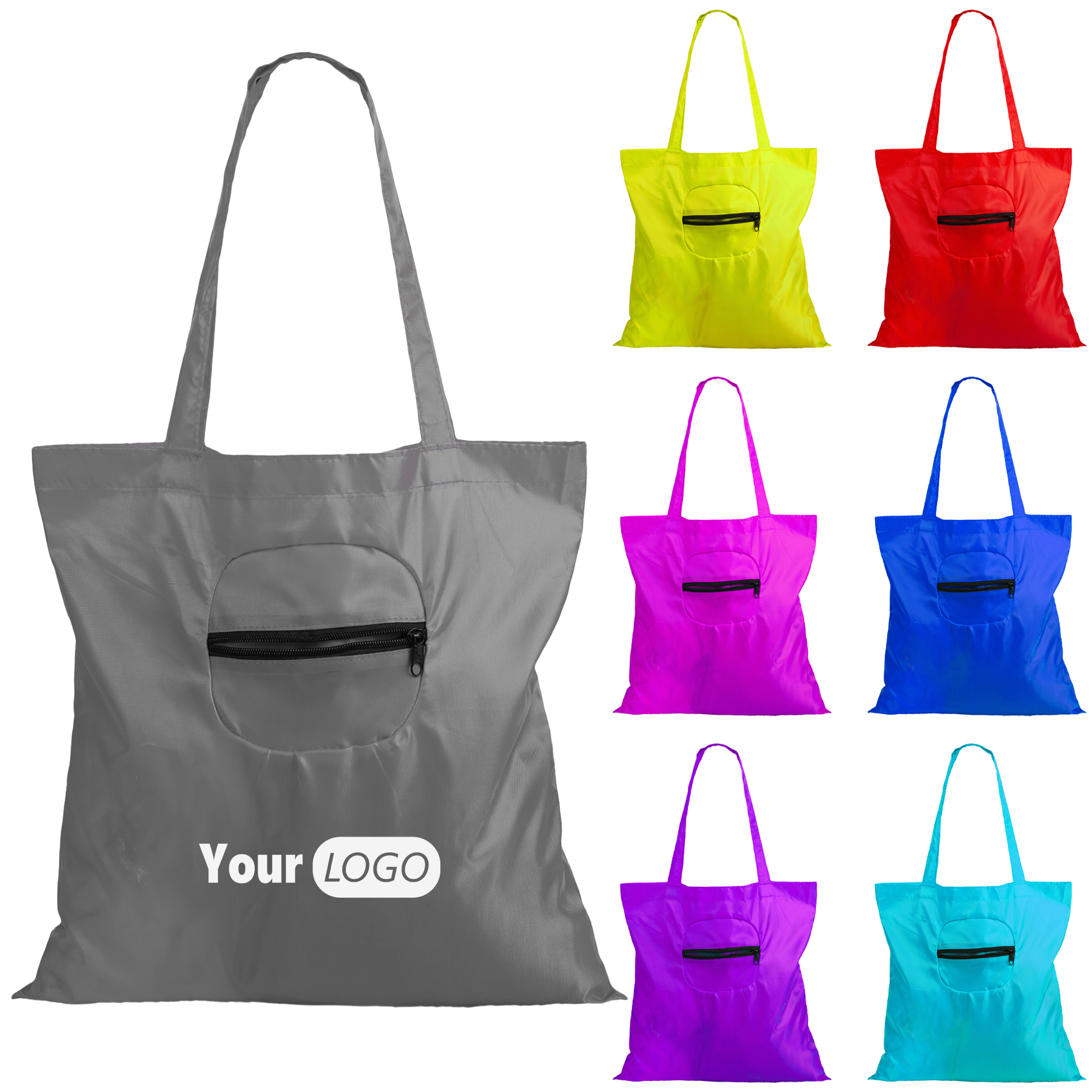 Polyester Eco-Friendly Foldable Bag With Logo Option, custom tote bag with logo imprint 2