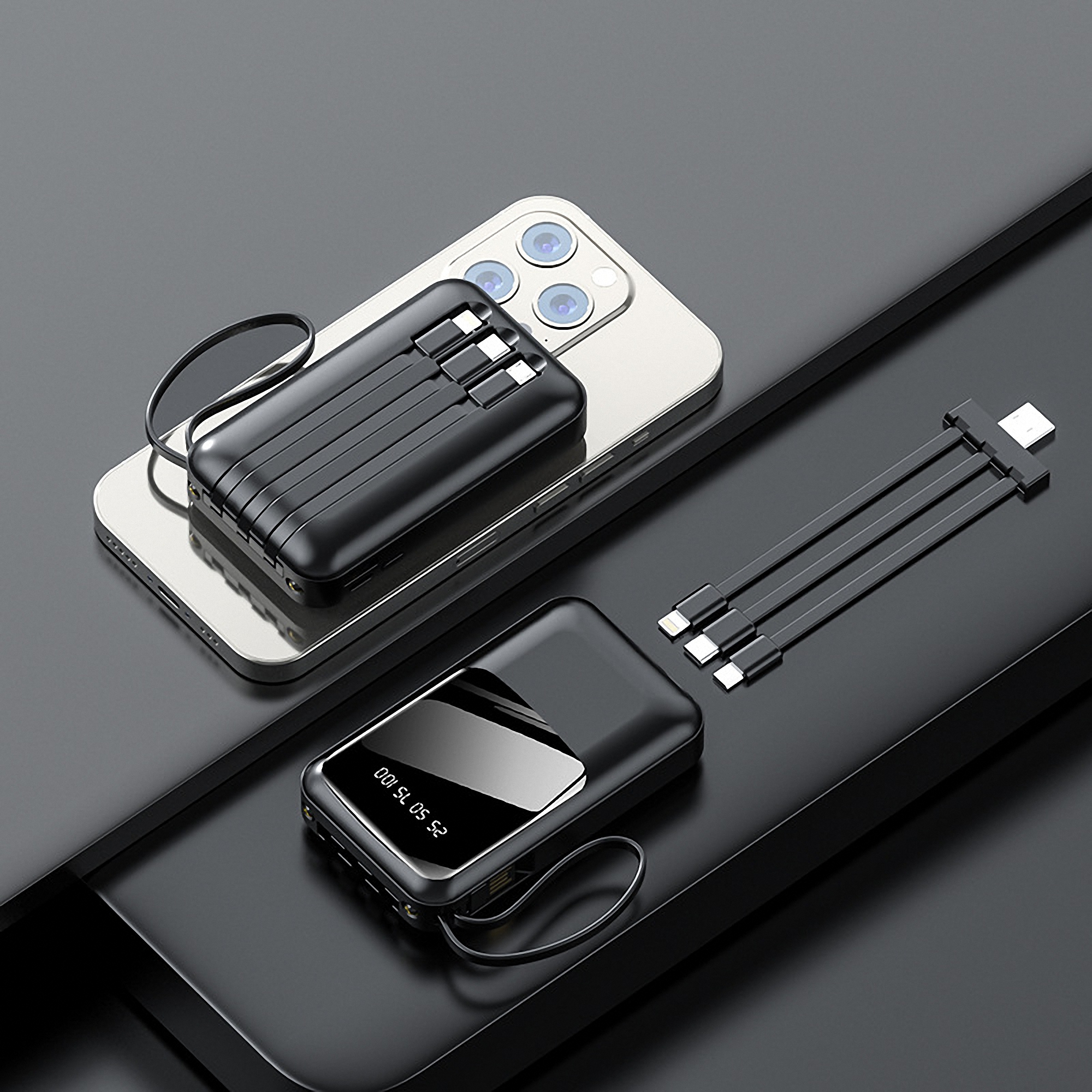 Portable Power Bank with Integrated Cable 5