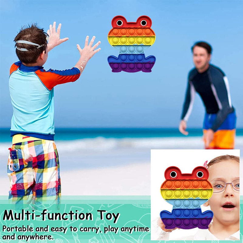 Rainbow Frog Push it Sensory Fidget Stress Reliever Toys 6