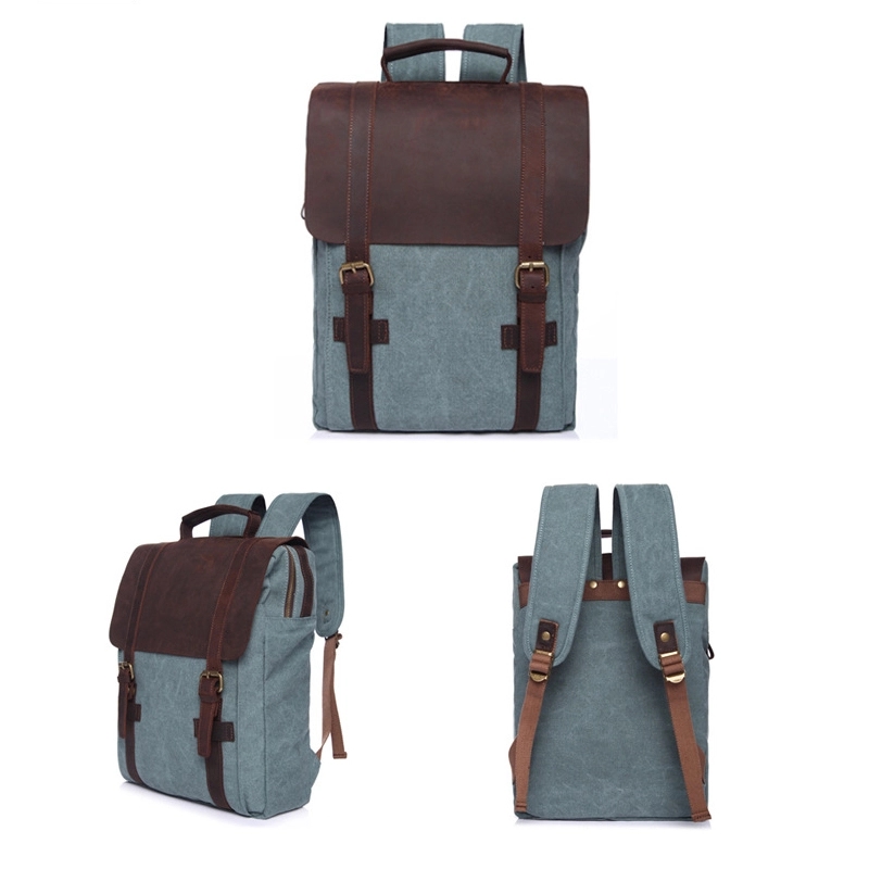 Premium Canvas Leather backpack,Laptop Backpack 6