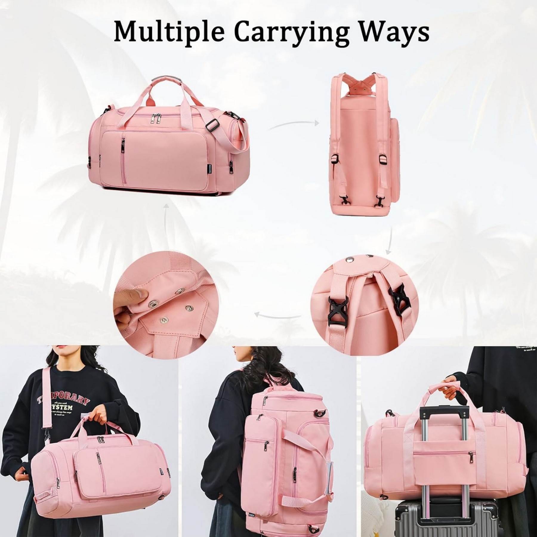 Waterproof Gym Duffle Bag with Shoes Compartment and Wet Pocket 6