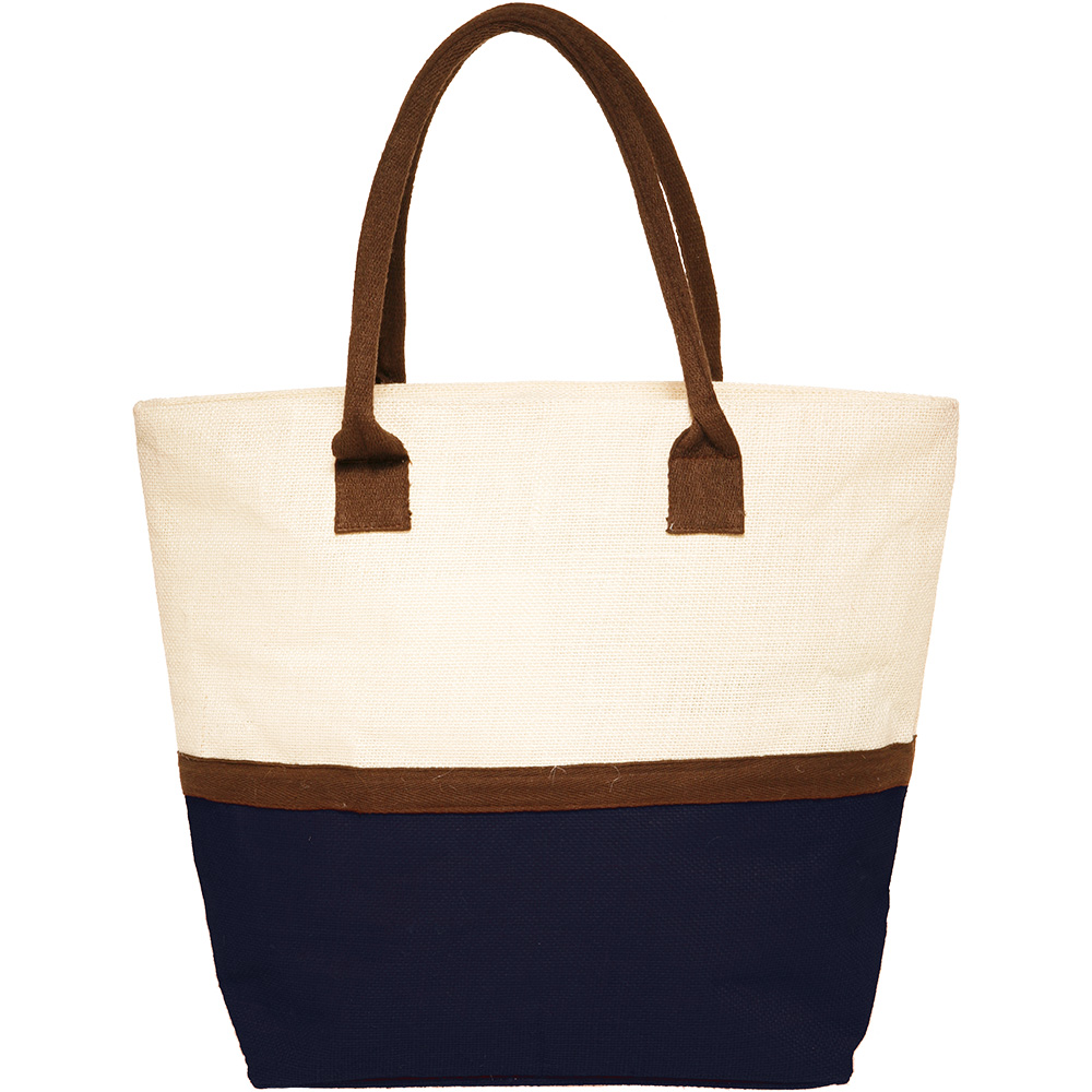 Two-Tone Jute Beach Tote Bags 2