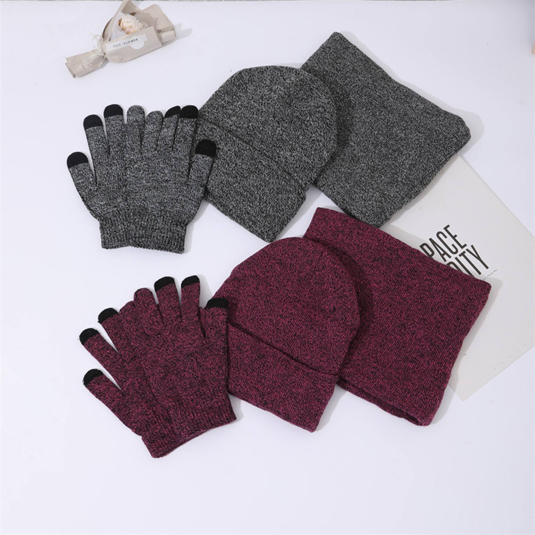 Beanie Hat Scarf and Glove Set 2