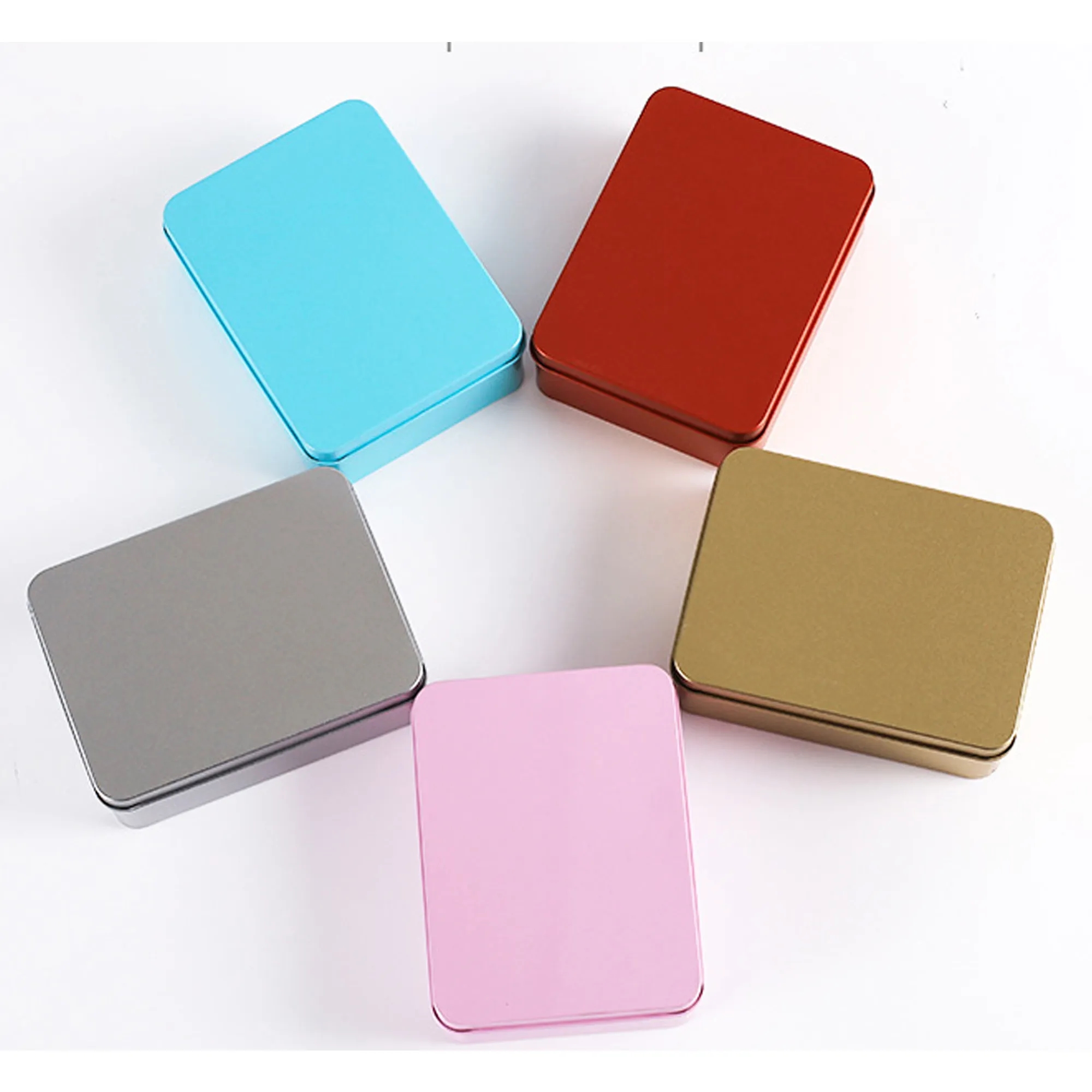 4.7" x 3.5" x 1.6" Rectangular Hinged Tin Box Storage Contai 2