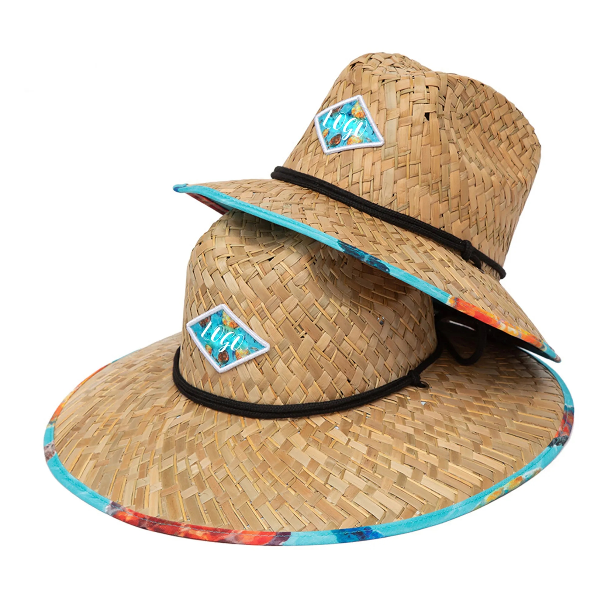 Straw Lifeguard Hat With Custom Woven Label 1