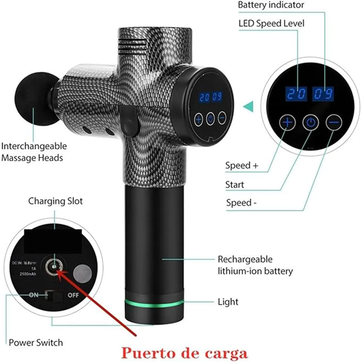 Wireless LCD Touch Display Electric Fascial Gun Massage 8